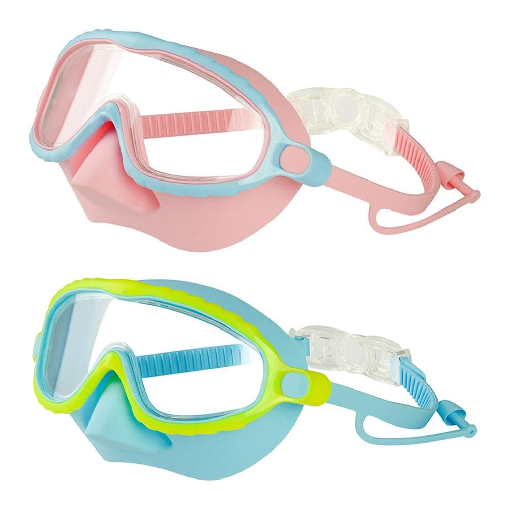 Kinder-Schwimmbrille mit Nasenabdeckung, beschlagfrei, verstellbar, auslaufsicher, für Kleinkinder und Jugendliche im Alter von 4–16 Jahren, HD-Weitsicht für klare Unterwassersicht