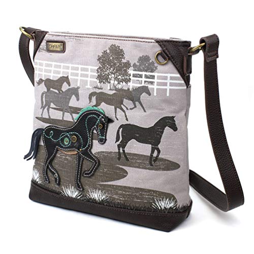 Chala Handbags Safari Horse Canvas Crossbody Bag Purse, Horse Lover