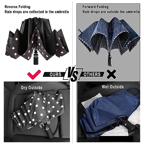 Image of SIEPASA Inverted Umbrella, Large Windproof Compact Umbrellas for Rain & Sun, Compact Reverse Umbrella,Automatic Travel Folding Umbrella for Women Men. (Rainbow colors)