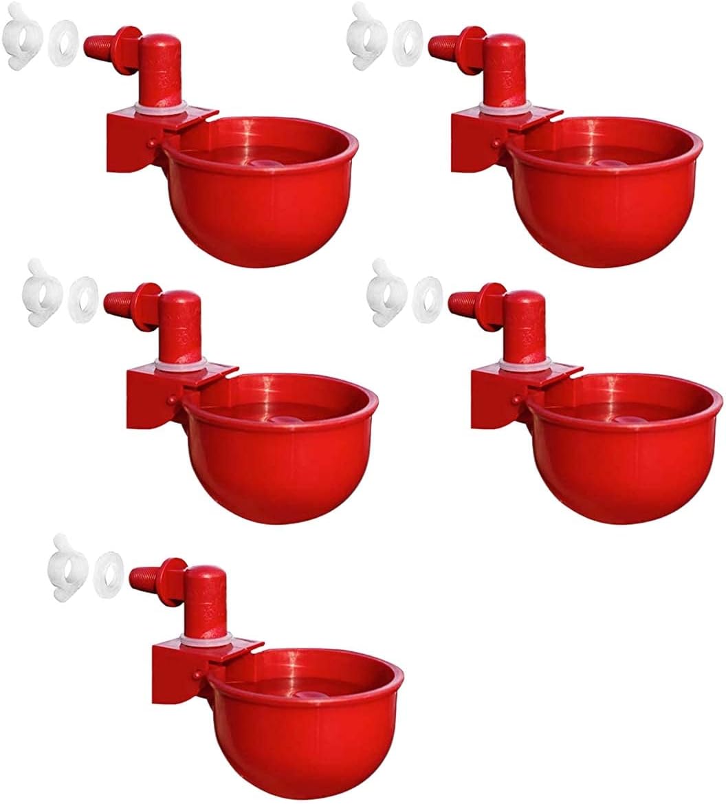 HASTHIP® 6 Pcs Chicken Feeder Cup, Poultry Farm Equipment, Chicken Drinking Cup On Barrel Chicken Feeder and Drinker Auto Refill Water, Chicken Duck Drinker Chicken Water Cup for Poultry