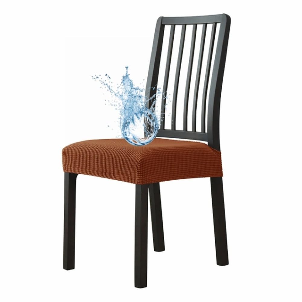 Housse de chaise élasthanne jacquard chocolat assise salle à manger sans dossier