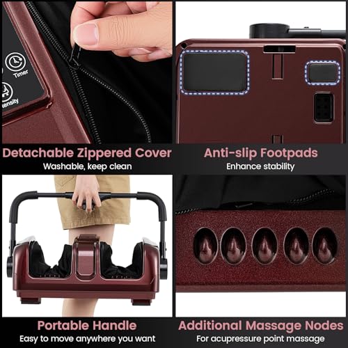 Image of Giantex Foot Massager with Heat and Remote Control, Calf Massager with 3 Massage Settings, Timer, Washable Cover, Adjustable Stand, Foot Massage Machine for Calf Arms Relax, Gift for Women Men (Red)