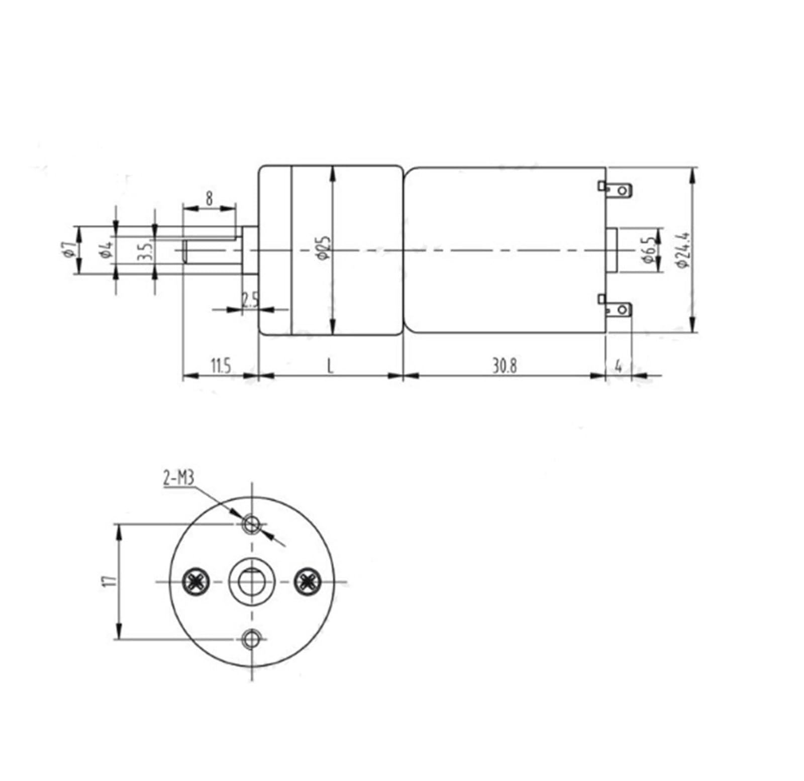 Motorreductor de Alto par con codificador 25GA370 CC 6 V, 12 V y 24 V(12rpm,12V)