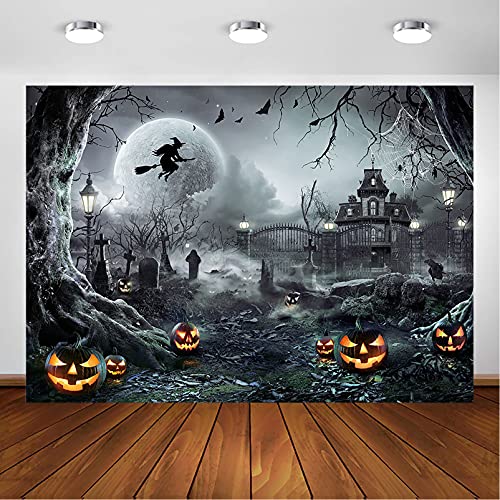 Halloween backdrop 10x7ft full moon spooky castle backdrop
