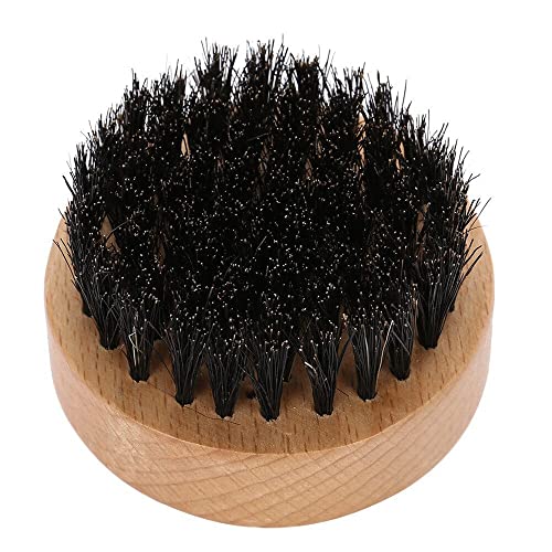 Spazzola da barba da uomo rotonda con manico in legno naturale e setole morbide per baffi, spazzola per lo styling e la toelettatura, bella e pratica