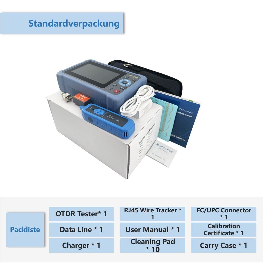 OTDR Messgerät 1310/1550nm 26/24dB 4,3-Zoll-Touchscreen 11-in-1 Single Mode VFL OPM OLS Event Map RJ45 FC/UPC SC ST LC NK4000D