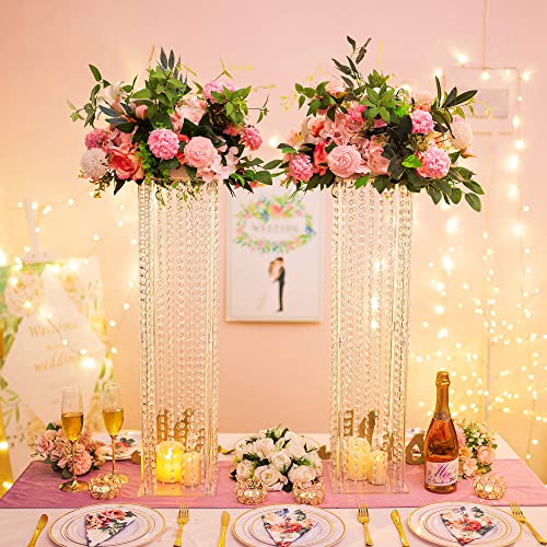 Nuptio Centerpieces for Wedding Table Vases, 2 Pcs 80cm Tall Flower Vase Crystal Flowers Stand for Party Tables Decorations - Image 2