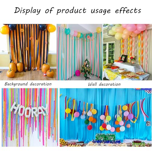Image of Blue and Orange Crepe Paper Streamers - 6 Rolls Party Streamers for Birthday Party Decorations