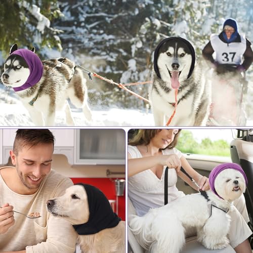 Image of 2 Pcs Dog Calming Ear Muffs with Adjustable Fit - Noise Canceling Ear Protector for Bath /Grooming /Thunder Anxiety Relief, Soft Breathable Hoodie(S)