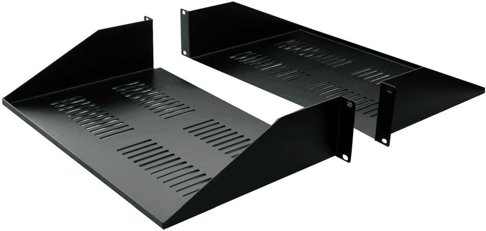 Quest Manufacturing Double-Sided Vented Shelf, 2 Unit, 19" x 18"D, Black (ES0619-0218)