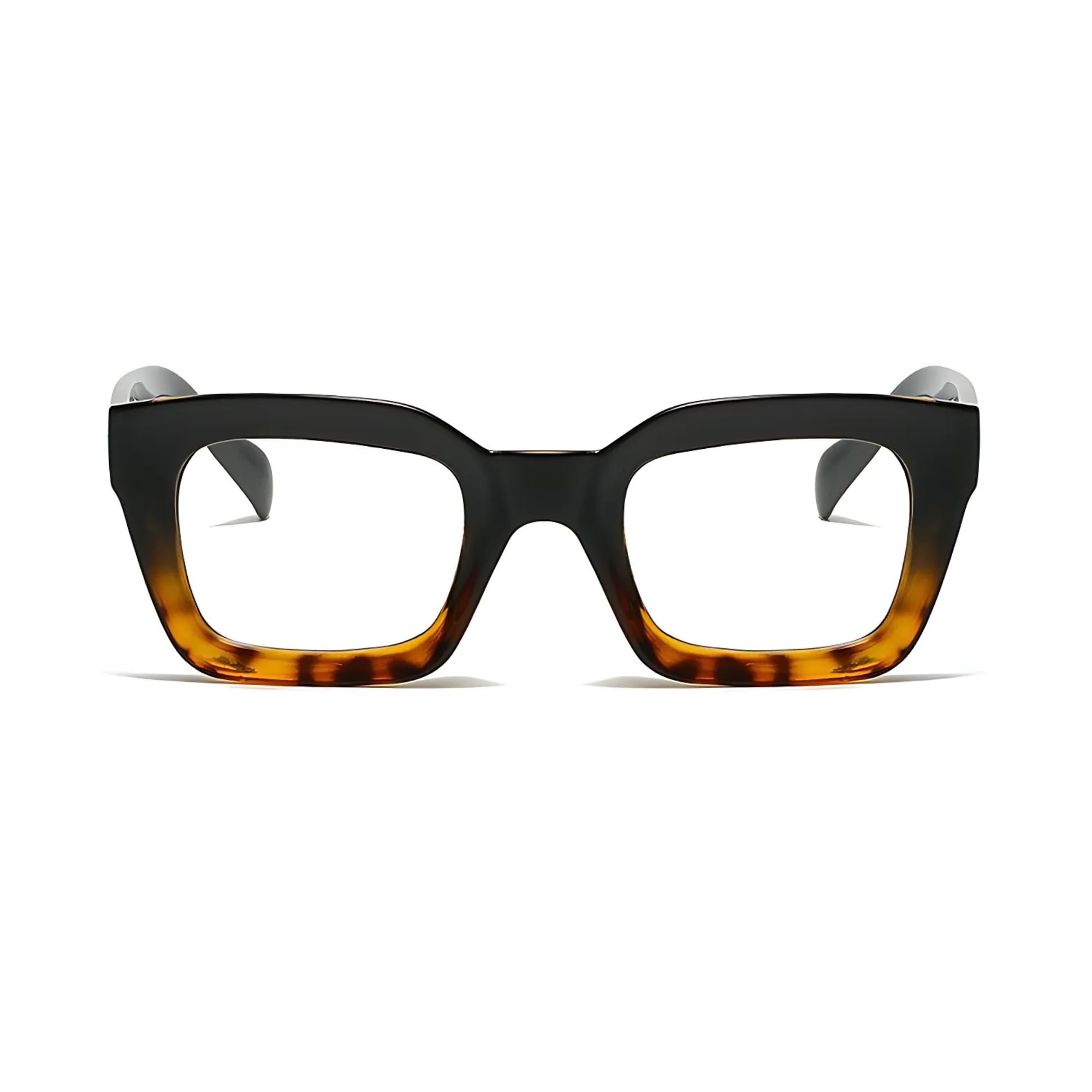 4Flaunt Dotted Series Oversized Square Blue Light Blocking Glasses for Women & Men | Thick Bold Stylish Glares with UV400 Protection | Computer, Gaming & Screen Time Eyewear (C5 - Black Demi) 1