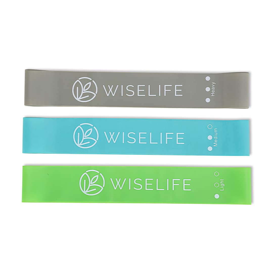 Wiselife Professional Latex Resistance Mini Band - (Set of 3) | 48x4 inch |100% Natural Latex Resistance Band | for Warm-Up, Stretching,Cardio,Home Fitness,Exercise,Gym Workout, Physiotherapy & Yoga