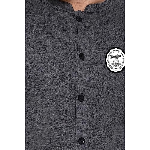 Image of Geum Men's Long Sleeve Mandarin Collar Shirt Grey XL