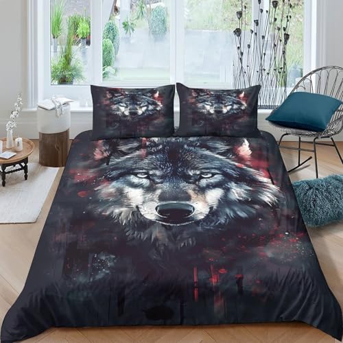 Housse de couette loup effet super doux en microfibre haute densité