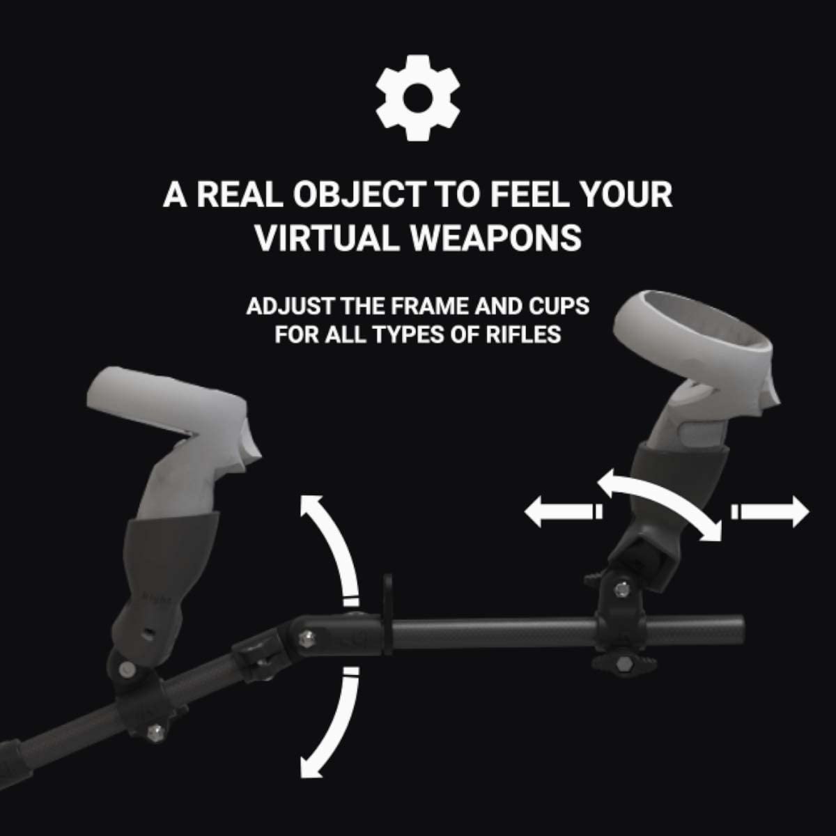 MagTube Rifle Gunstock para juegos VR FPS para mejorar la visión alineando los mandos con articulaciones y configuraciones múltiples para auriculares válvula índice en cromo y gris