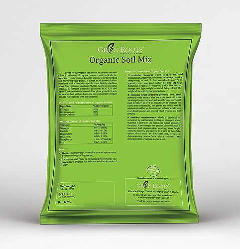 Image of Green Roots Organic Potting Soil Mix with Cocopeat, Vermicompost, Neem Granule, Plant Manure /Khad - 3 KG