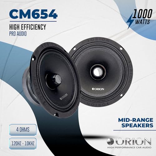 ORION Cobalt CM654 High Efficiency 6.5" Mid-Range Bullet Loudspeakers, 1000W Max Power, 250W RMS, 4 Ohm, 1.5" Voice Coil - Pro Car Audio Stereo, Midrange Speakers (Pair) - Image 3