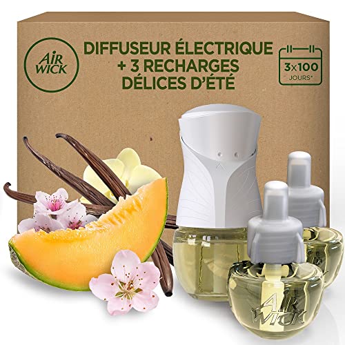Air Wick Désodorisant Maison Kit Diffuseur Electrique + 3 Recharges Parfum Délices d’été x 19 ML