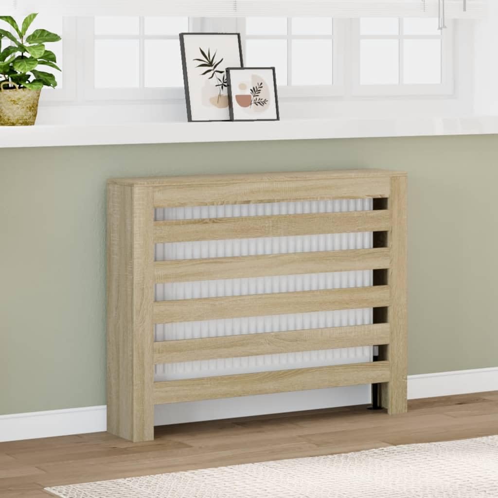 Heizkörperverkleidung Sonoma-Eiche 104x20x82 cm Holzwerkstoff mit Wandhalterung für modernes Wohnzimmer, dekorative Abdeckung, praktische Ablagefläche, langlebiges Material