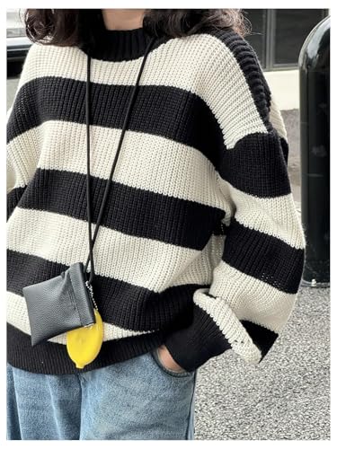 Girl's Striped Sweater Long Sleeve Crew Neck Color Block Knitted Pullover Jumper Tops4