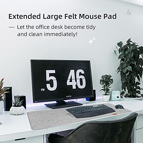 Felt Desk Pad Office Desk Mat Gray Mouse Pad Non-Slip Desk Protector Mats Gaming Mouse Pad Keyboard And Mouse Mat Laptop Keyboard Cover (Light Grey, 90×30Cm) #TOP1