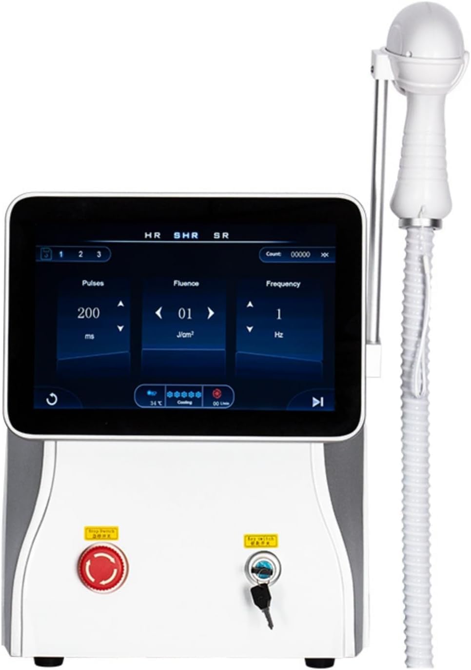 Dispositivo per epilazione laser permanente a diodo 808 nm, manipolo a 10 barre laser, 755 808 1064 nm, raffreddamento integrato, display touch HD, per salone e uso domestico