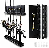 Topline Tackle Fishing Pole Holder Wall Mount, 2 Set Vertical Fishing Rod Holders for Garage – Fishing Rod Rack Storage for 12 Rods