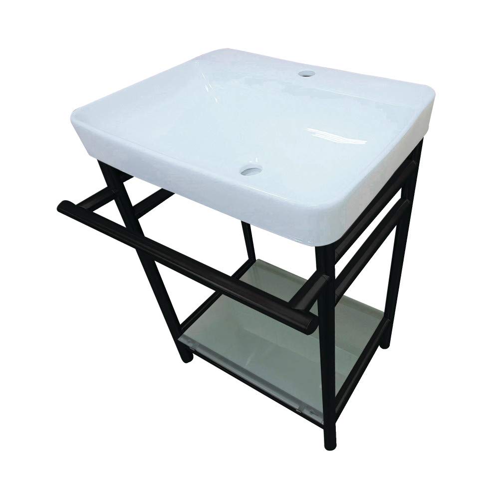 Évier console en céramique de 58,4 cm idéal pour optimiser l'espace d'une suite parentale