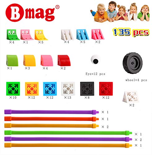 BMAG Building Blocks Tiles, Colorful Stacking Cubes,Connecting Manipulative Linking Fraction Building Set for Sorting and Counting Math STEM Construction Toy for 3 4 5 6 7 8 9 10 Years Old Kids