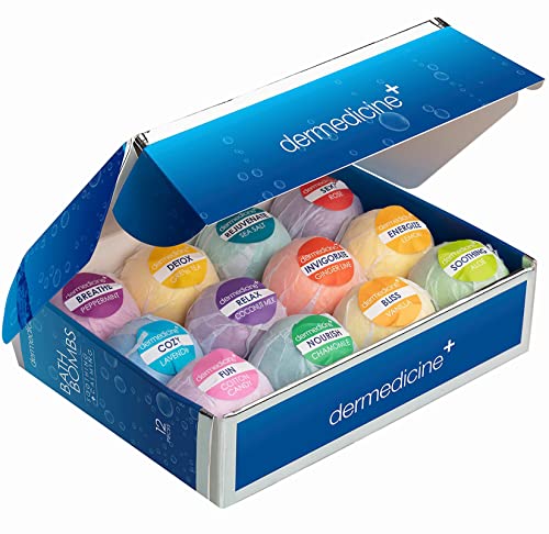 Bath Bombs for Women Relaxing Bath Bomb Gift Set All Natural Bathbombs for Woman with Essential Oil Scented Large Bulk 12 Pack Individually Wrapped Fizzy All Natural Bath Bombs