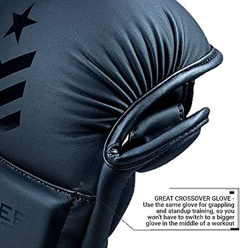 Revgear Premier 7 Oz Hybrid Sparring Mma Training Gloves | Ideal For Beginers And Everyday Gym Use | Padded To Protect | Comfortable And Durable (Black/Black, Large) #TOP3
