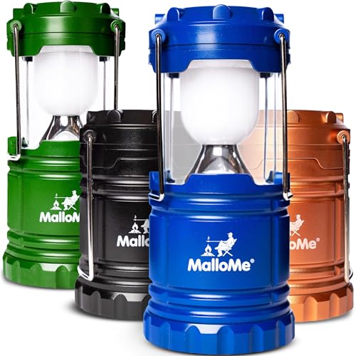MalloMe Camping Lantern Multicolor 4 Pack Lanterns for Power Outages,