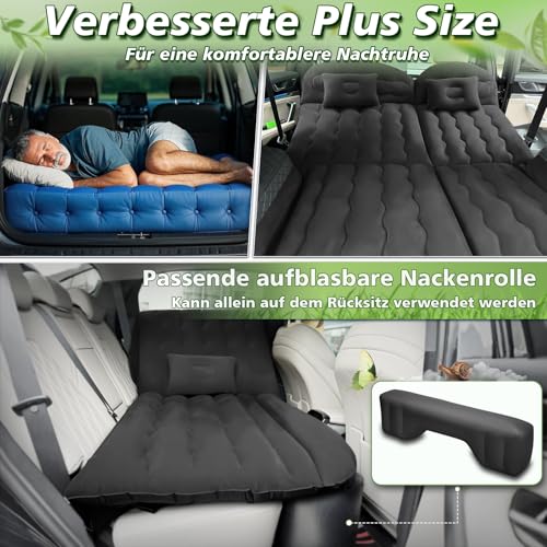 YOOHBERRYS Auto Matratze, 200 * 125cm SUV Auto Luftmatratze mit Luftpumpe, 2 Kissen, Rücksitz Luftmatratze Kissen, Verdickte Beflockung Aufblasbare Auto Bett Kofferraum für Camping