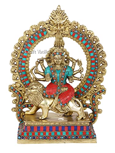 Image of Collectible India Brass Durga Idol, 15 Inches Height, Multicolour (Model Number: DTS105)