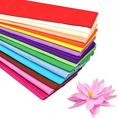 Premium Crepe Paper Party Streamers 21 Assorted Colors Large 20 Inch X 3.2 Ft. Per Sheet DIY Crepe Paper Flowers Crafts Gift Wrapping Box Birthday Wedding Party Drop Decoration Supply (10)