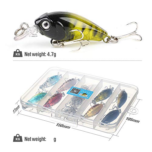 Foto von DONQL Angelköder-Set, Elritze-Köder-Set, Wobbler, Kurbelköder mit Haken, Harte Druckknöpfe, Köder für Salzwasser, Süßwasser, Forelle, Barsch, Lachsangeln (8 Stück – 4,5 cm/4 g)