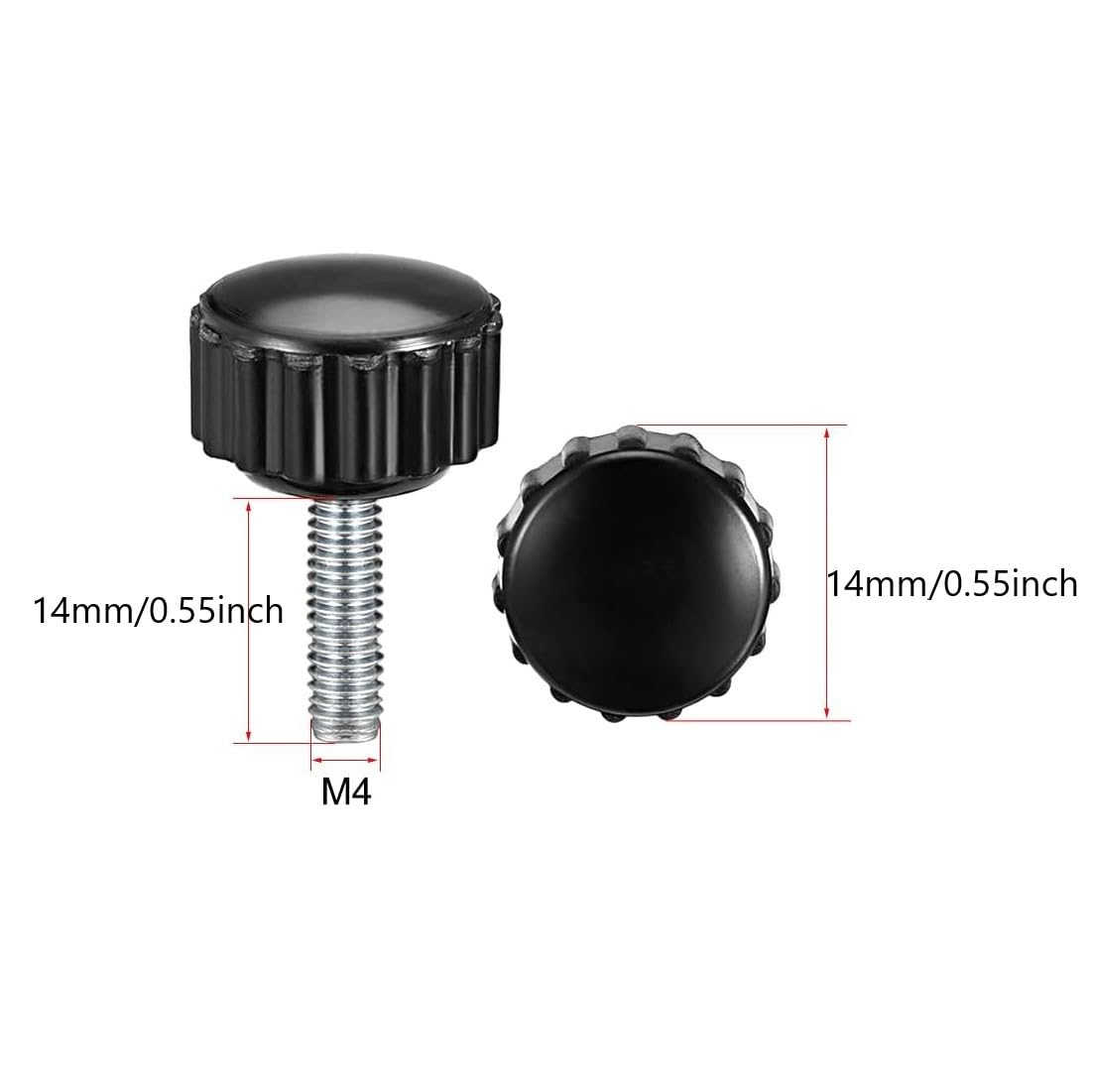 Boxonly Knurled Thumb Screw for Saw Drill Press Lathe and Routing Jigs Packaging Machinery Printing Equipment Clamping Knobs Grip Threaded Hand Bolt Knobs M4 x 14mm 5pcs - Image 2