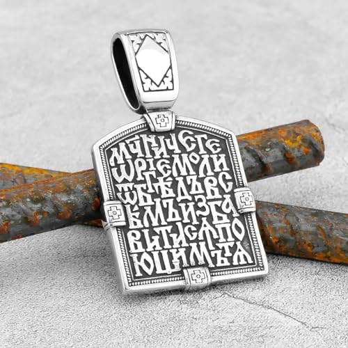 LOBON Christian Necklace Stainless Steel Saint George Pendant for Men Women Religious Talisman Necklace Jewelry (2.8 x 1.6 in, 2.58 oz)3