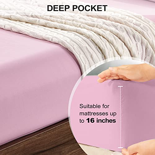 FreshCulture King Fitted Sheet Only 2 Pack - Hotel Quality Fitted Sheet King Size - Ultra Soft & Breathable - Brushed Microfiber - Deep Pocket - Cooling Fitted Sheets for King Size Bed (Dusty Pink)