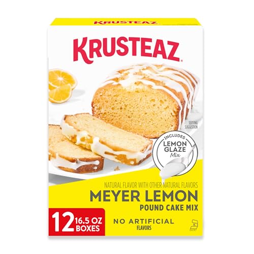 Krusteaz Meyer Lemon Pound Cake and Glaze Mix, 16.5 oz Boxes (Pack of 12)