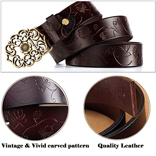 ALAIX Women's Leather Belt for Dress Jeans Belt Vintage Genuine Leather Wide Waist Belts for Women4