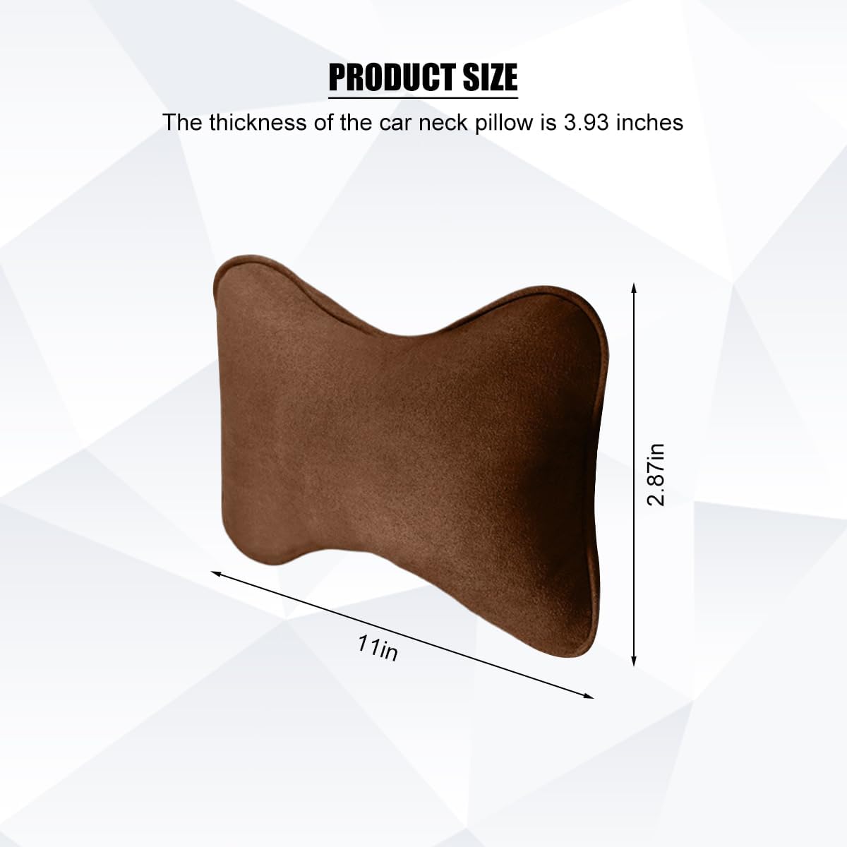 Car Headrest Pillow, Suede Soft Comfortable Breathable Vehicle Seat Neck Support Cushion with Adjustable Strap, Ergonomic Design Auto Head Rest Pad, Universal for Sedan RV Truck (Brown) image 2