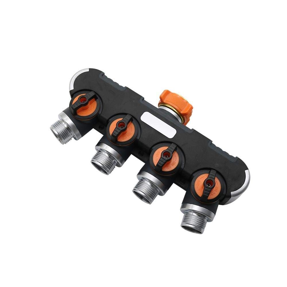 Adaptador de Conector de Manguera, 1 Pieza, Cabeza Hembra de 3/4 de Pulgada a Roscaho, Divisores de Manguera Deua de Jardín de 4 Vías con Válvula, Accesorio para Grifo de Tubería de Riegorícola
