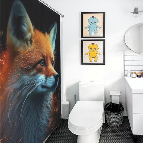Rideau de douche renard en polyester imperméable 183x183 cm avec 12 crochets