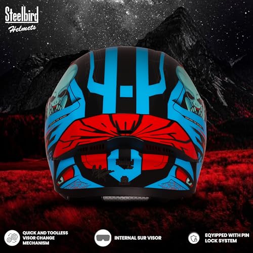 Image of Steelbird SBA-20 Strange ISI Certified Flip-Up Graphic Helmet for Men with Inner Silver Sunshield