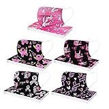 Breast Cancer Awareness Disposable Face_Masks, 50PC Spring 3 Ply Disposable_Masks with Designs for...