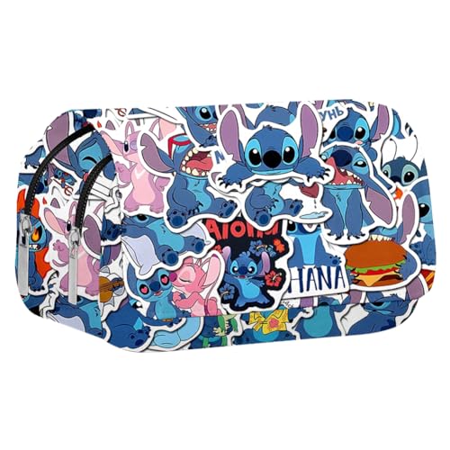 IOSCDH Stit-ch Estuche Escolar, Estuche Escolar Compartimentos Niña de Stit-ch, Multifuncional Bolsa de Lápiz, Organizador de Papelería para niña, Bolsa de Cosméticos, Estuche Escolar