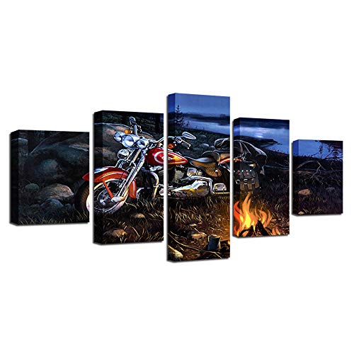 Moto la nuit tableau mural photo motif déco salon moderne