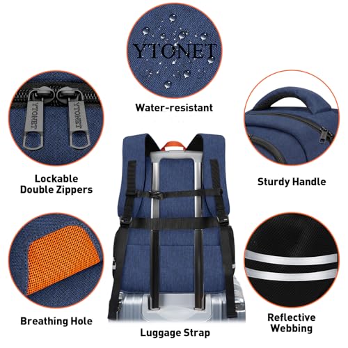 Image of Ytonet Gym Backpack for Men Women, Travel Backpack Fit 15.6 Inch Laptop | Water Resistant Lightweight Workout Bag with Shoe Compartment for Sports Camping Hiking Dark Blue