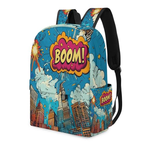 Kids Backpacks for Boys Girls - 15 Inch Cartoon City Skyline Schoolbag Lightweight Waterproof Book Bag for Preschool, Kindergarten, Elementary Back to School Children3